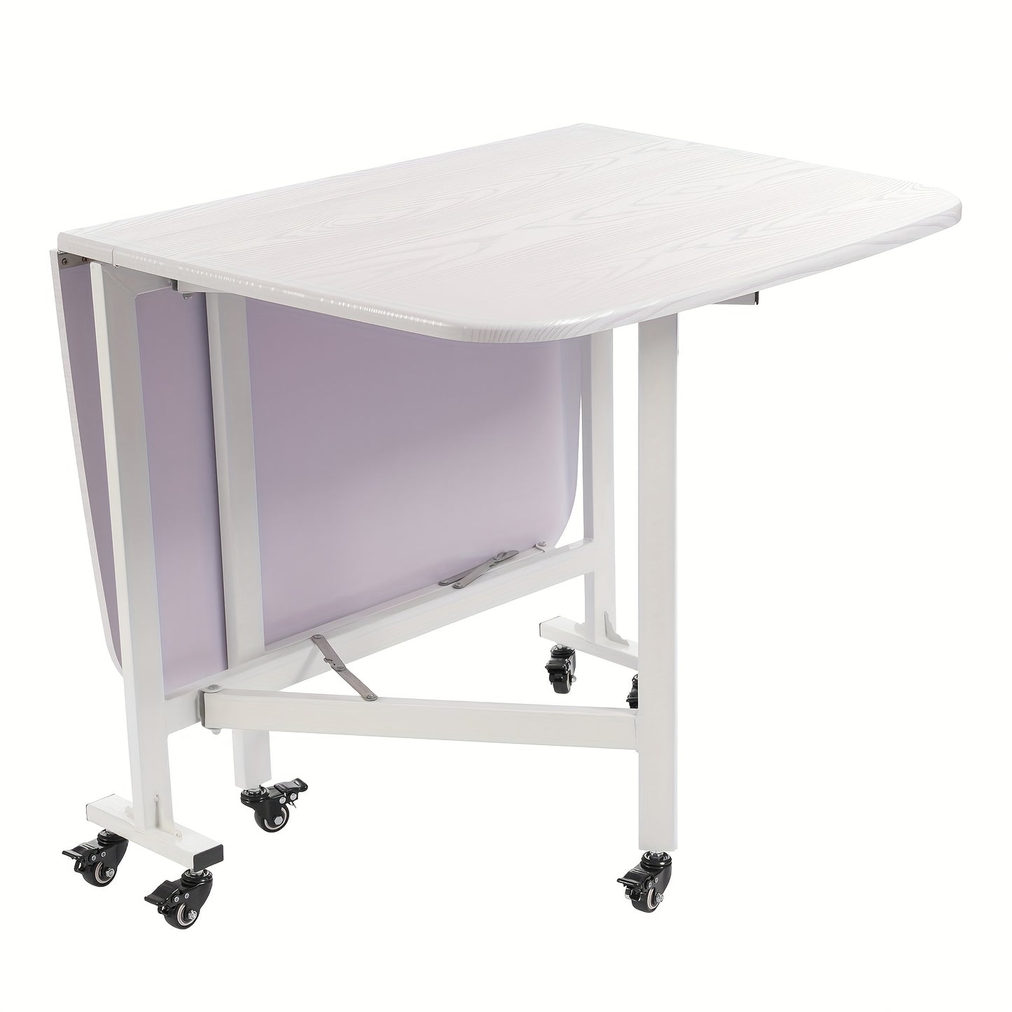 Opvouwbare Eettafel – Inklapbare Tafel – Uitklapbare Tafel – Compacte Tafel – Flexibele Tafel – Wit – 120x80x75 cm – 6 Wieltjes Met Remmen