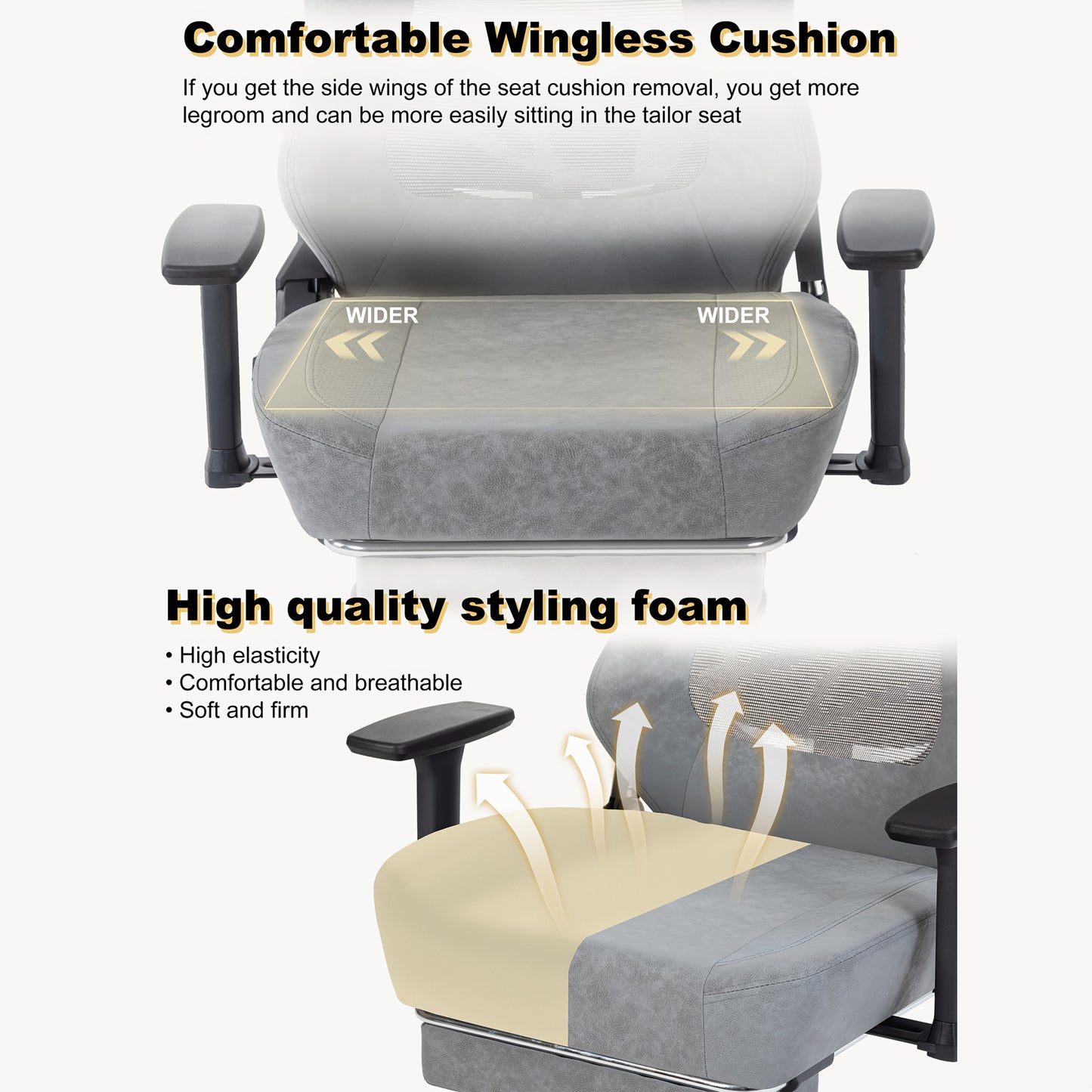 Ergonomische Bureaustoel – Bureaustoel Met Mesh Rugleuning – Kantoorstoel – Werkstoel – Stoel Met Hoofdkussen – Grijs – Verstelbare Hoogte – Ademend Mesh Design