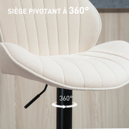 Barstoel – Kruk – Barkruk – Keukenstoel – Barstoel Met Rugleuning – 360° Draaibaar – Verstelbare Hoogte – Stalen Frame – Beige