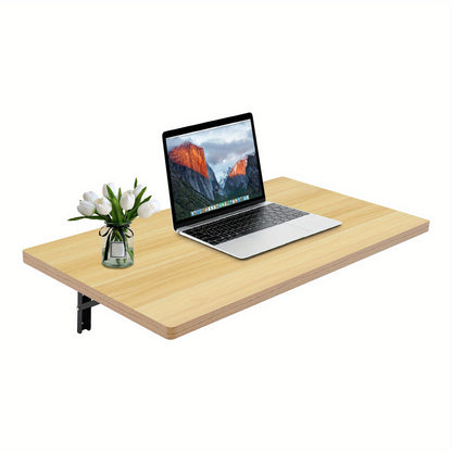 81.28x45.72 cm Heavy-Duty Foldable Wall-Mounted Workbench with Adjustable Height (56.9cm-91.95cm) - Space-Saving Metal Frame & Wood-Like Surface, 49.9 KG Capacity, Manual Operation for Workshop, Garage, Home Office - Modern M