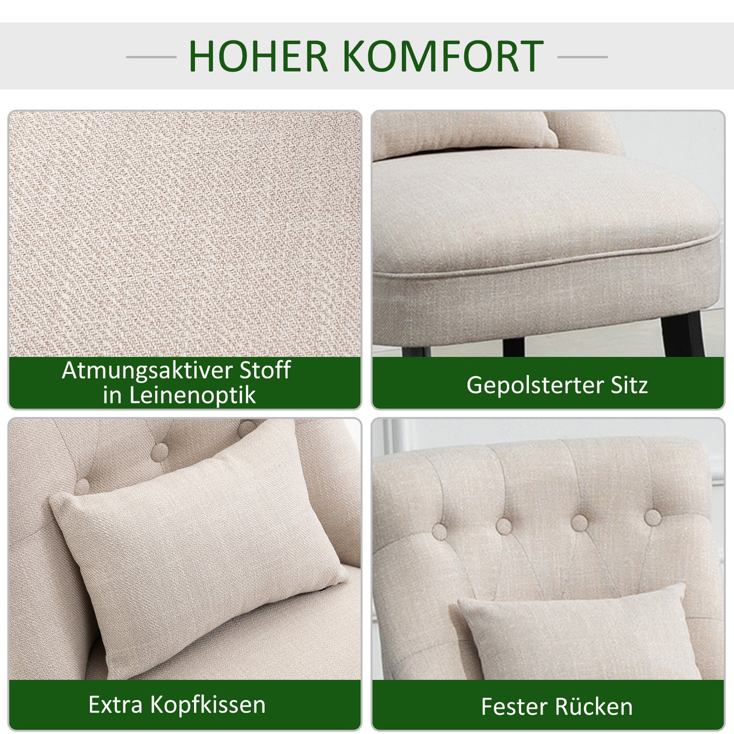Fauteuil – Relaxstoel – Leunstoel – Zetel – Schommelstoel – Linnen Look Stof – Ergonomisch Comfort Met Dikke Foam Vulling