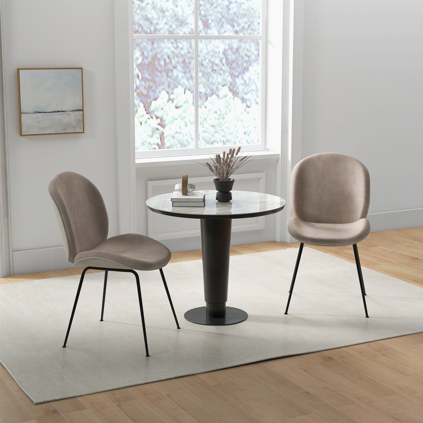 Eetkamerstoelen – Keukenstoelen – Stoelen Set – Fluwelen Stoelen – Bureaustoelen – Koffiebruin – Luxe Zacht Fluweel – Stabiel Metalen Frame