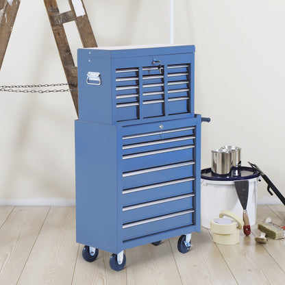 Mobiele Werkplaatswagen – Gereedschapswagen – Werkplaatswagen – Trolley – Gereedschapskist – 16 Laden Met Slot – Robuust Stalen Frame – Rood