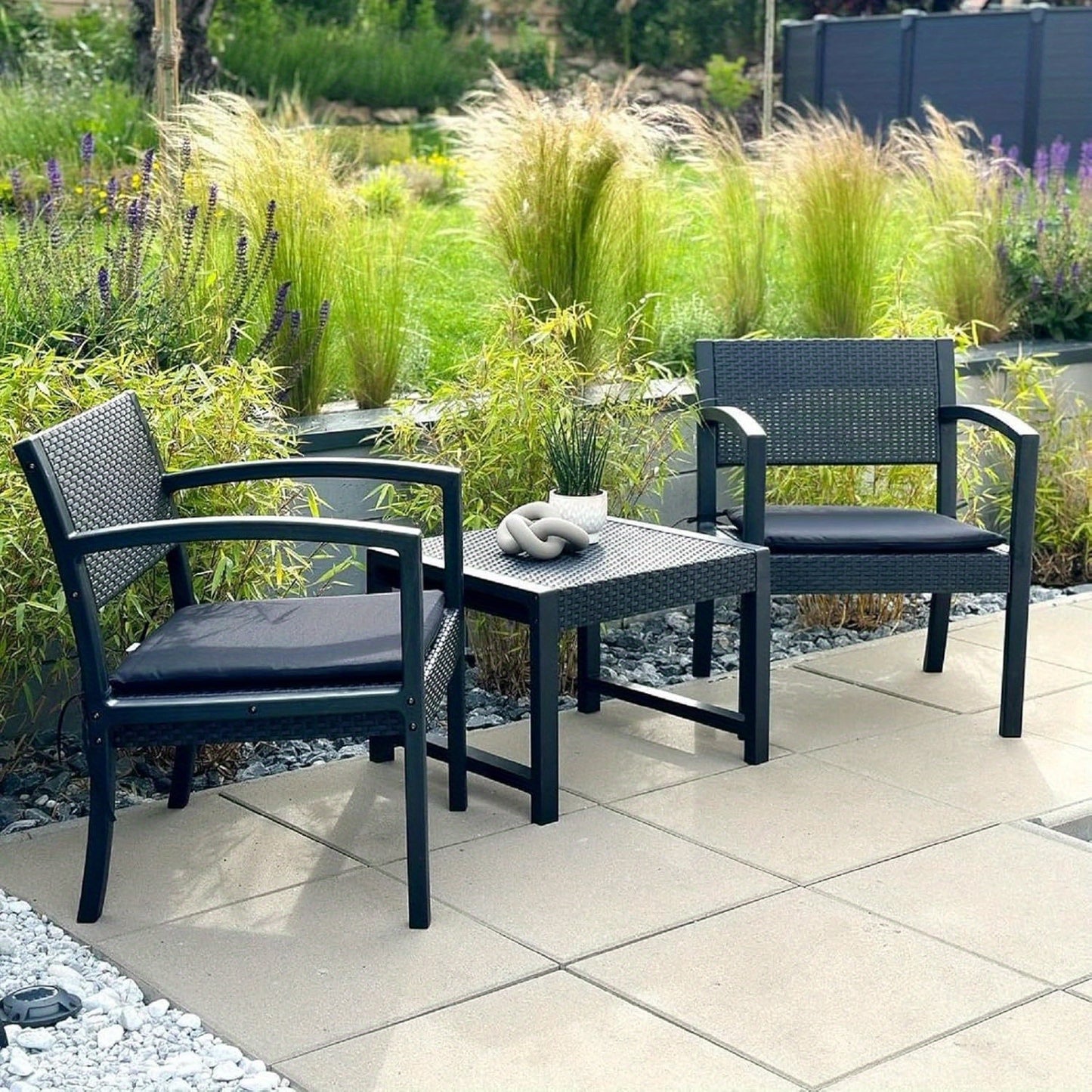 Balkonset – Tuinmeubelset – Bistroset – Loungeset – Balkonmeubels – Polyrattan – Weerbestendig – Inclusief Zitkussens