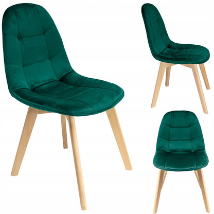Scandinavische Designstoel – Eetkamerstoel – Bureaustoel – Velvet Stoel – Houten Stoel – Comfortabele Zitting – Stevige Beukenhouten Poten