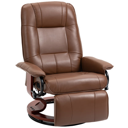 Bruine Draaifauteuil – Relaxfauteuil – Loungestoel – Recliner – Fauteuil – Verstelbare Rugleuning 145° – In Hoogte Verstelbare Voetensteun