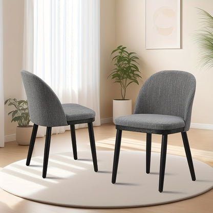 Eetkamerstoelen – Stoelen – Design Stoelen – Bistro Stoelen – Keukenstoelen – Set van 2 Grijze Moderne Stoelen – Ergonomische Rugleuning – Onderhoudsvriendelijke Bekleding