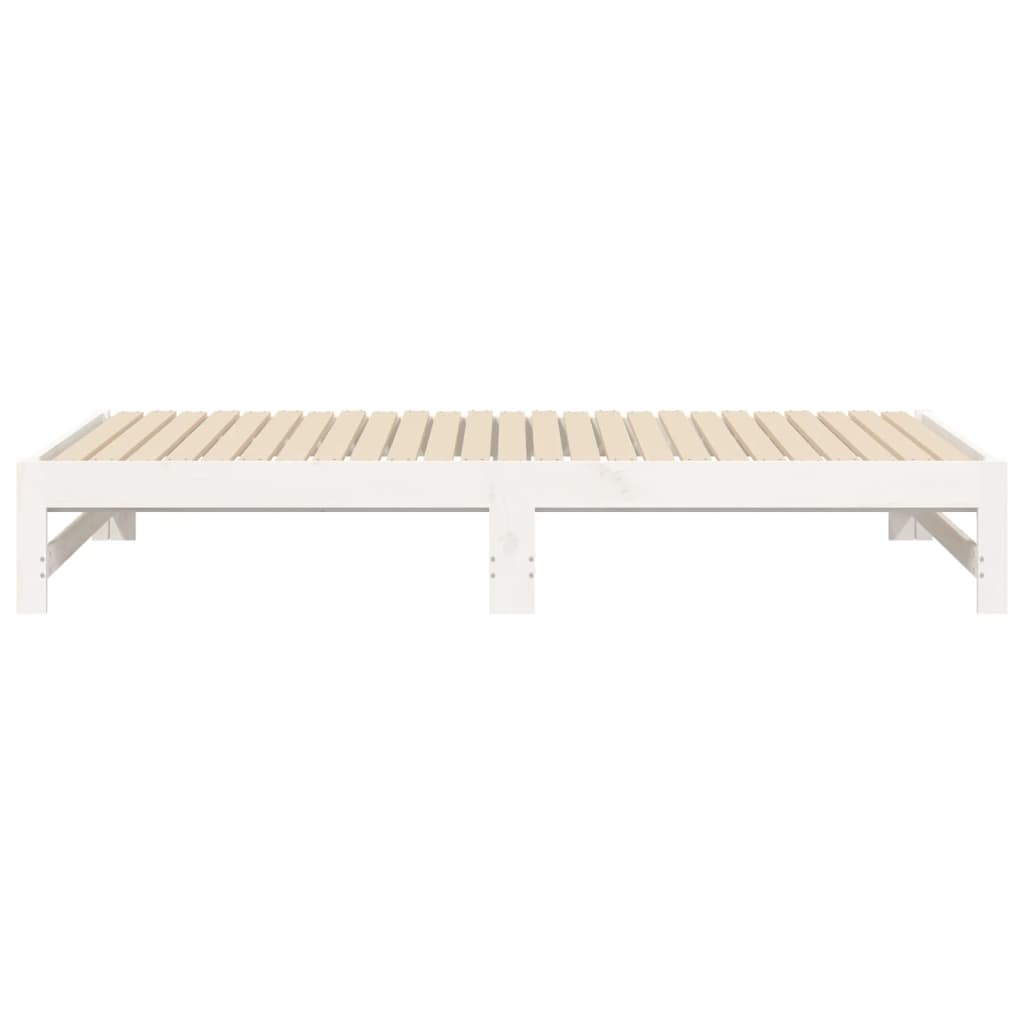 Slaapbank – Bedbank – Slaapmeubel – Logeerbed – Bedbank Wit – Massief Grenenhout – Ruimtebesparend – 205,5 x 198 x 30 cm