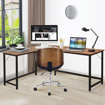 Hoekbureau – L-Vormig Bureau – Gaming Bureau – Computertafel – Werkplek Bureau – Ruim Spaanplaat Blad – Stevig IJzeren Frame – Verstelbare Voetjes – Inclusief CPU-Stand
