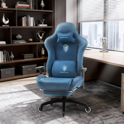 Ergonomische Gamingstoel – Bureaustoel – Game Stoel – Racestoel – Comfortstoel – Verstelbare 3D-Armleuningen – Verstelbare Voetensteun – PU Suède Bekleding – Stevig Metaal Frame – Blauw