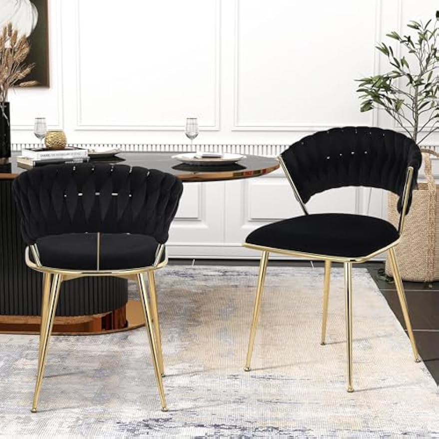 Eetkamerstoel – Eettafelstoel – Keukenstoel – Kuipstoel – Stoel – Fluwelen Bekleding – Gouden Metalen Poten – Ergonomisch Design