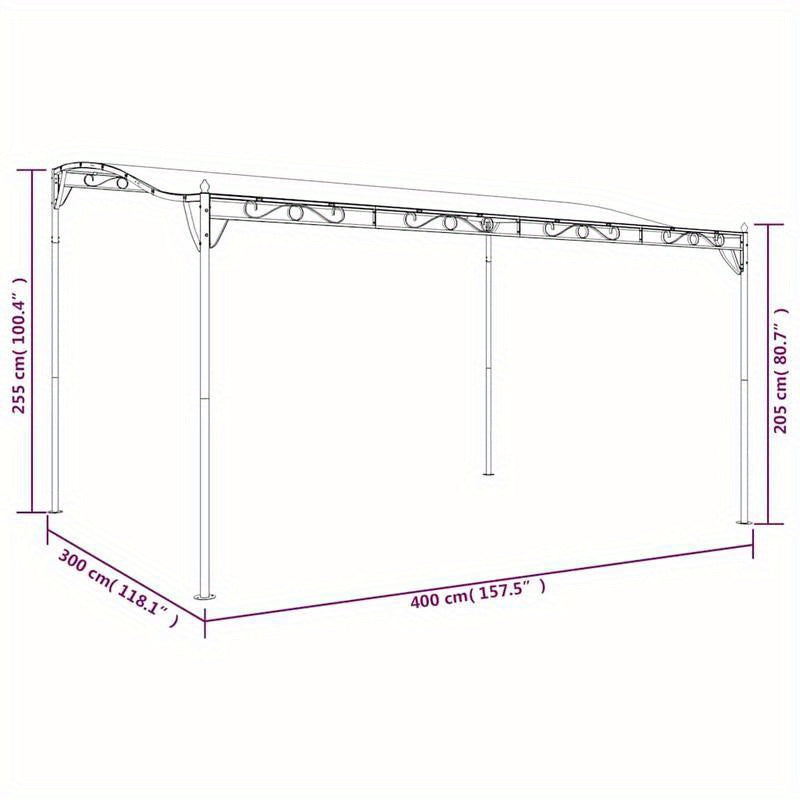 Tuinpergola – Patio Gazebo – Buiten Tent – Buitenpaviljoen – Tuinoverkapping – Creme 4x3 Meter – Stevig Staalframe – Waterafstotende 180g/m² Stof