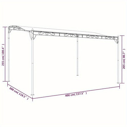 Tuinpergola – Patio Gazebo – Buiten Tent – Buitenpaviljoen – Tuinoverkapping – Creme 4x3 Meter – Stevig Staalframe – Waterafstotende 180g/m² Stof