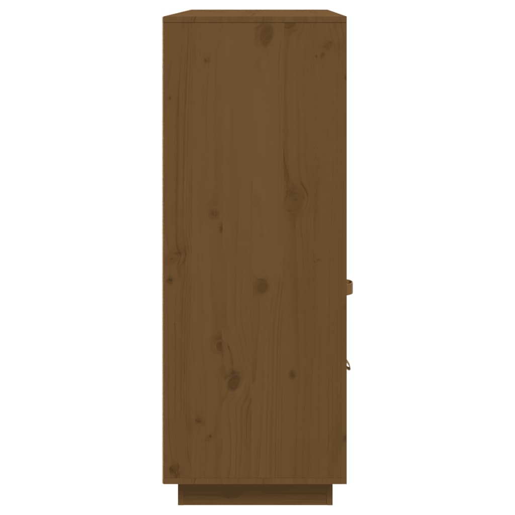 Hoogkast – Opbergkast – Kast – Boekenkast – Dichte Kast – Massief Dennenhout – Compact Hoog Model – Honingbruin