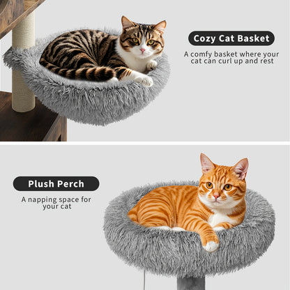 3-in-1 Kattenmeubel – Krabpaal – Kattenboom – Kattenhuis – Kattenmand – Verborgen Kattenbak – Zacht Pluche Bed – Compact Ruimtebesparend Design