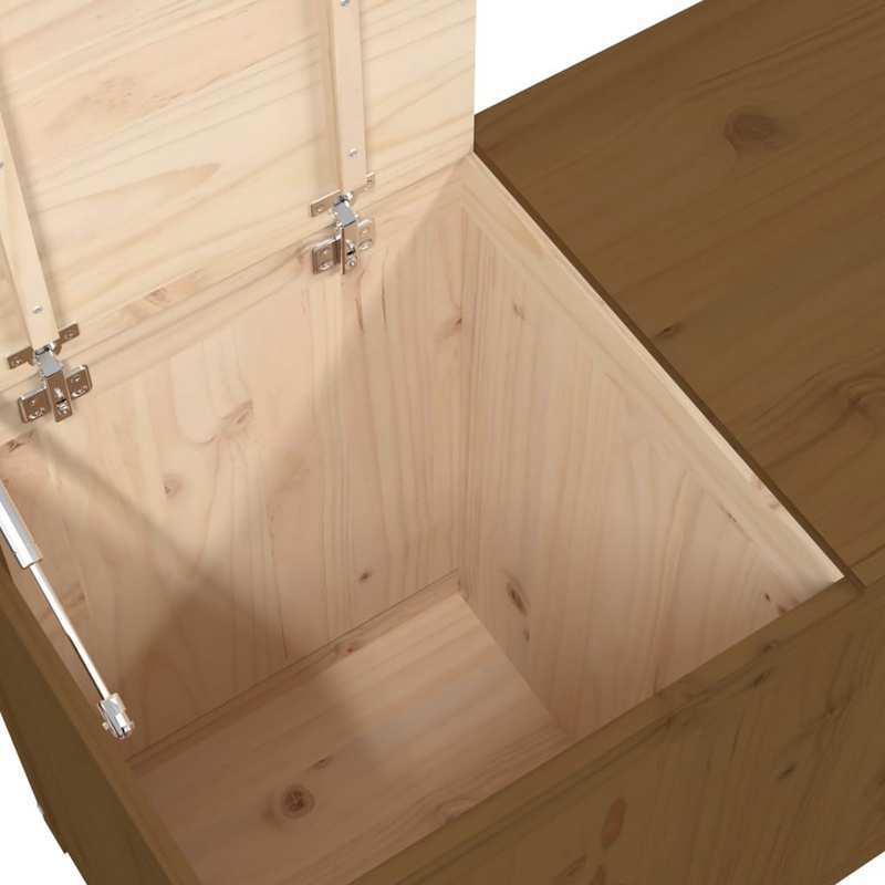 Houten kist – Opbergkist – Opbergbox – Houten krat – Bergruimte – Massief dennenhout – Honingbruin – 88,5 x 44 x 66 cm – Stevige constructie – Handgemaakt rustiek design