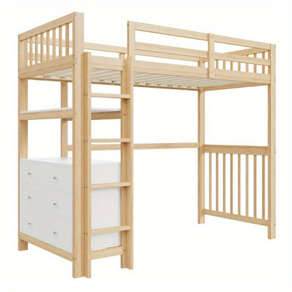 Halfhoogslaper – Hoogslaper – Bedbank – Stapelbed – Bedframe – Met Veiligheidsladder & Opberglades – Metaal Frame 90x200 cm – Ruimtebesparend & Stevig
