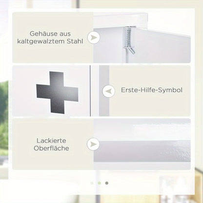 Medicijnkast – Medicijnkastje – Eerste Hulp Kast – Medicijn Opberger – Badkamerkast – Magnetische Sluiting – Metaal – 40x15x53,5 cm – Wandmontage – Compact
