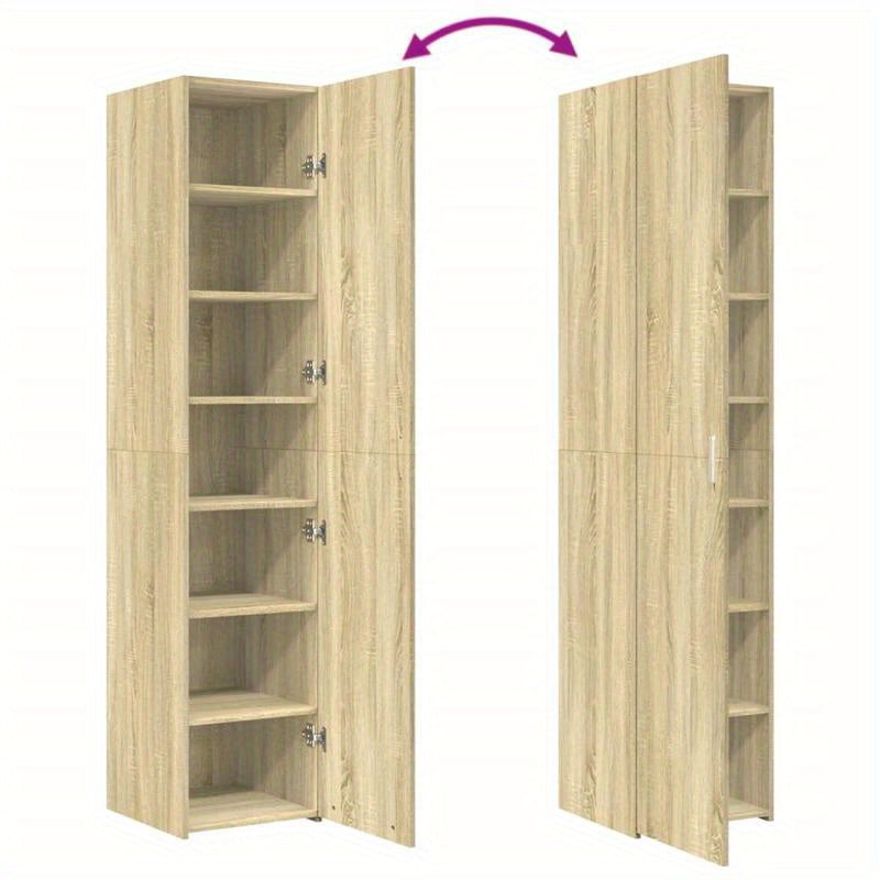 Europees Eikenkast Highboard – Kast – Dressoir – Opbergmeubel – Bergkast – Massief Hout & Kurk – 2 Laden en 2 Open Vakken – Compact 40x42,5x185 cm – Modern Minimalistisch Design