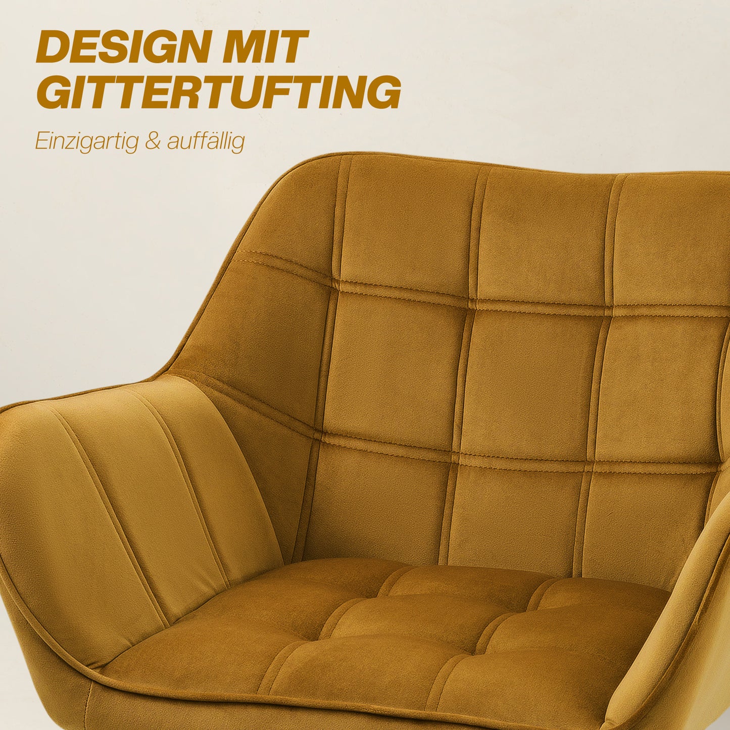 Fauteuil – Accentstoel – Armstoel – Loungefauteuil – Scandinavisch Design – Fluwelen Bekleding – Rubberhouten Poten – Max. 120 kg Belastbaar – Geel