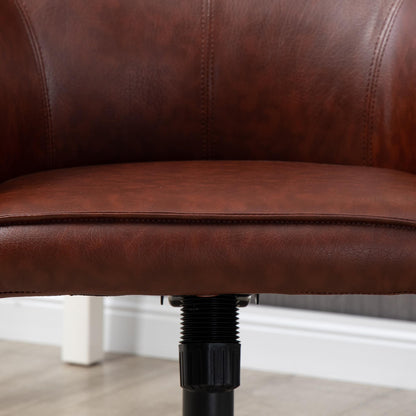 Bureaustoel – Kantoorstoel – Bureaustoelen – Bureau Stoel – Office Chair – Verstelbaar – Schommel­functie – Hardhouten Frame – Bruin Kunstleer – Max. 120 kg
