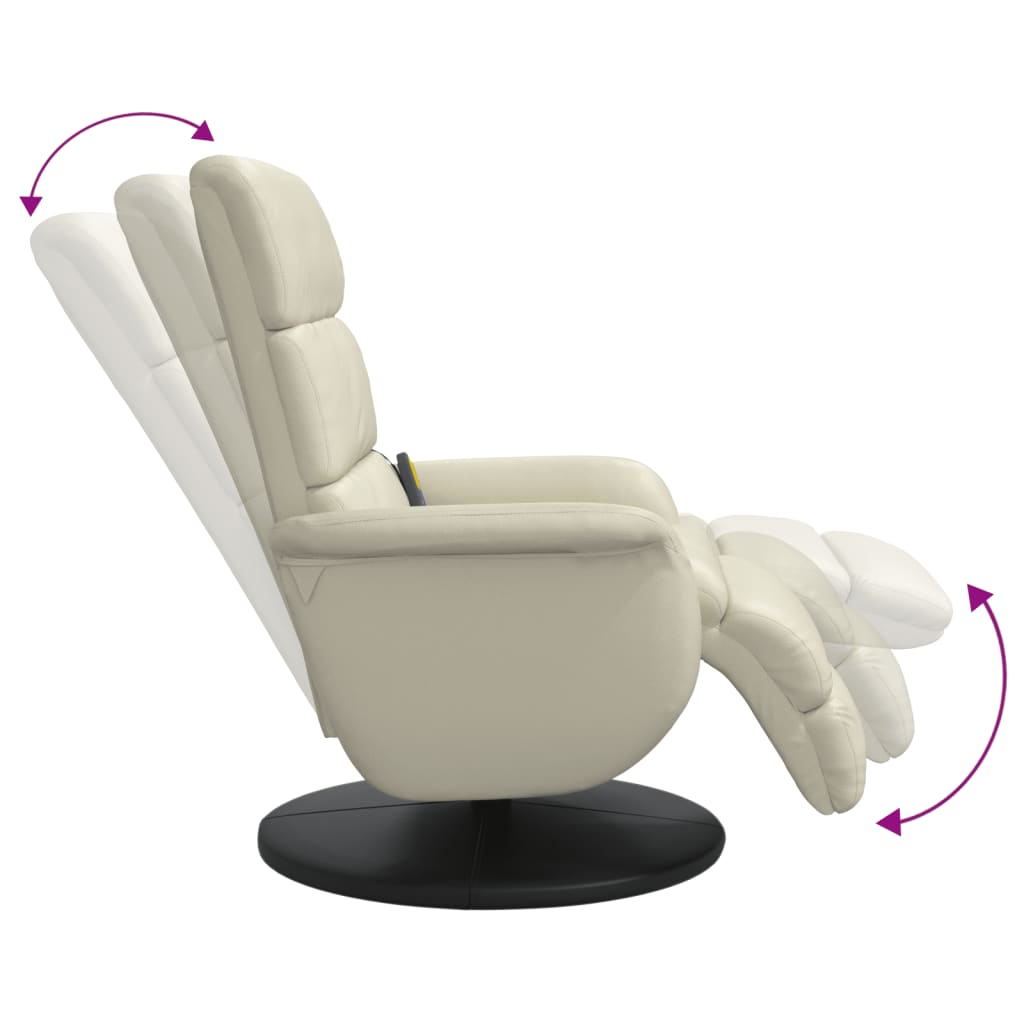 Tuinstoel – Fauteuil – Relaxstoel – Loungestoel – Verstelbare Stoel – Crème Kunstleder – 360 Graden Draaibaar