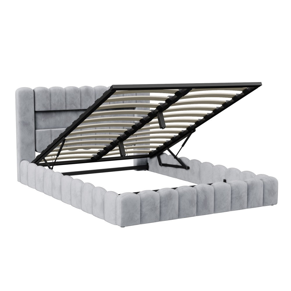 Bedframe – Gestoffeerd Bed – Tweepersoonsbed – Bedbodem – Opbergruimte – 180x200 cm – Velvet Bekleding – Hydraulisch Liftmechanisme