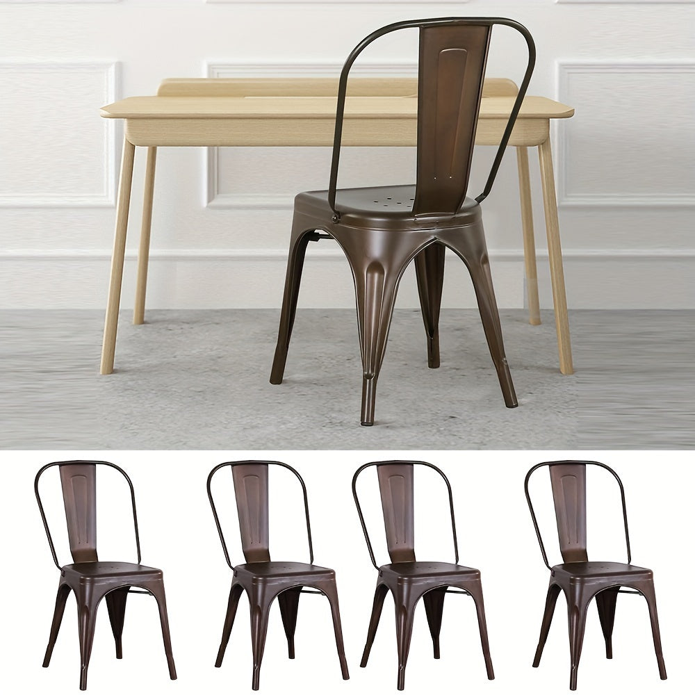 Barkrukken – Bistro Stoelen – Barstoelen – Keukenstoelen – Eetkamerstoelen – Set van 4 – Industrieel Design – Metalen Frame & Rugleuning – Zithoogte 44 cm – Stevig & Onderhoudsvriendelijk
