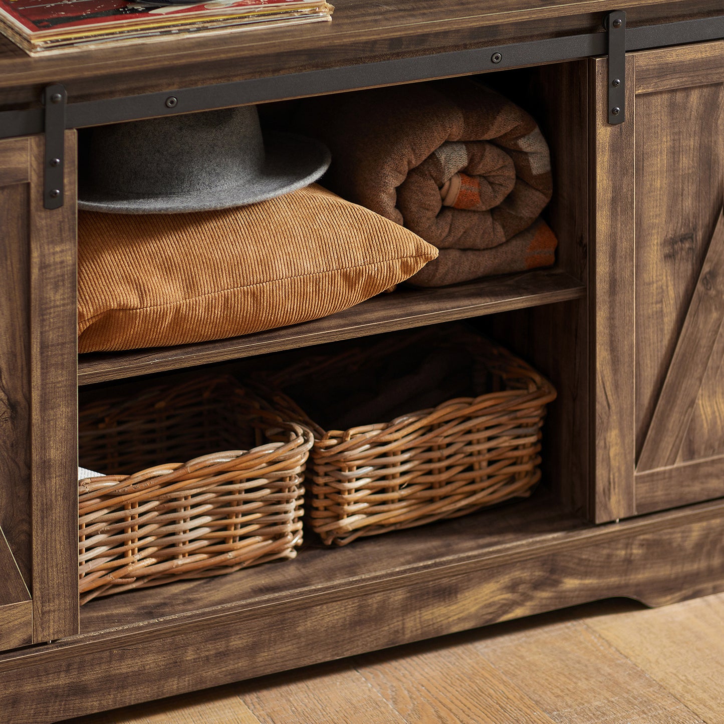 Kast met Schuifdeuren – Opbergkast – Dressoir – Boekenkast – Schoenenkast – Verstelbare Planken – Ruimtebesparend Design – 120x70x40 cm