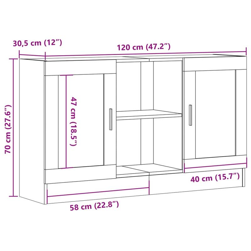 Simple Sideboard, Spacious Storage Cabinet with Display Shelf, Suitable for Kitchen, Living Room, Stylish Furniture, Provides Additional Storage Space And Home Decoration, Ensures Safety. Dresser 120X30.5X70 Cm Worked Artisan