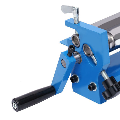 Buigmachine drie-rollen – Plaatwals – Plaatbuiger – Metaalbuiger – Buigapparaat – Handmatige bediening – Werkbreedte 300 mm – Geheel metalen constructie – Blauw