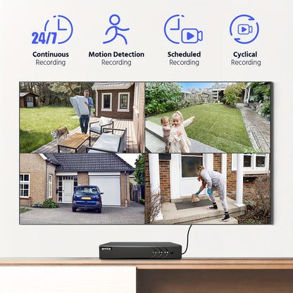 Beveiligingssysteem – Camerabeveiliging – CCTV Set – Surveillance Systeem – Bewakingscamera – 5-in-1 DVR Met 4x 2MP HD Camera’s – AI Mens- en Voertuigdetectie – Nachtzicht Tot 20 Meter