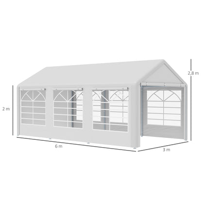 Partytent – Tuinpaviljoen – Feesttent – Eventtent – Wit – 6x3 Meter – UV-Bescherming – Stalen Frame