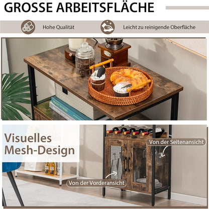 Wijnkastje – Wijnrek – Wijnmeubel – Wijnopslag – Wijnkast – Afneembaar Wijnrek – Glashouder – Industrieel Hout Metaal – Compact 60x34x79 cm