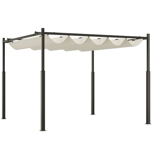 Pergola Uitschuifbare Overkapping Tuinoverkapping Zonwering Schaduwdoek – Crèmewit – 3x3 meter – Polyester UPF30+ – Magnetische Sluiting