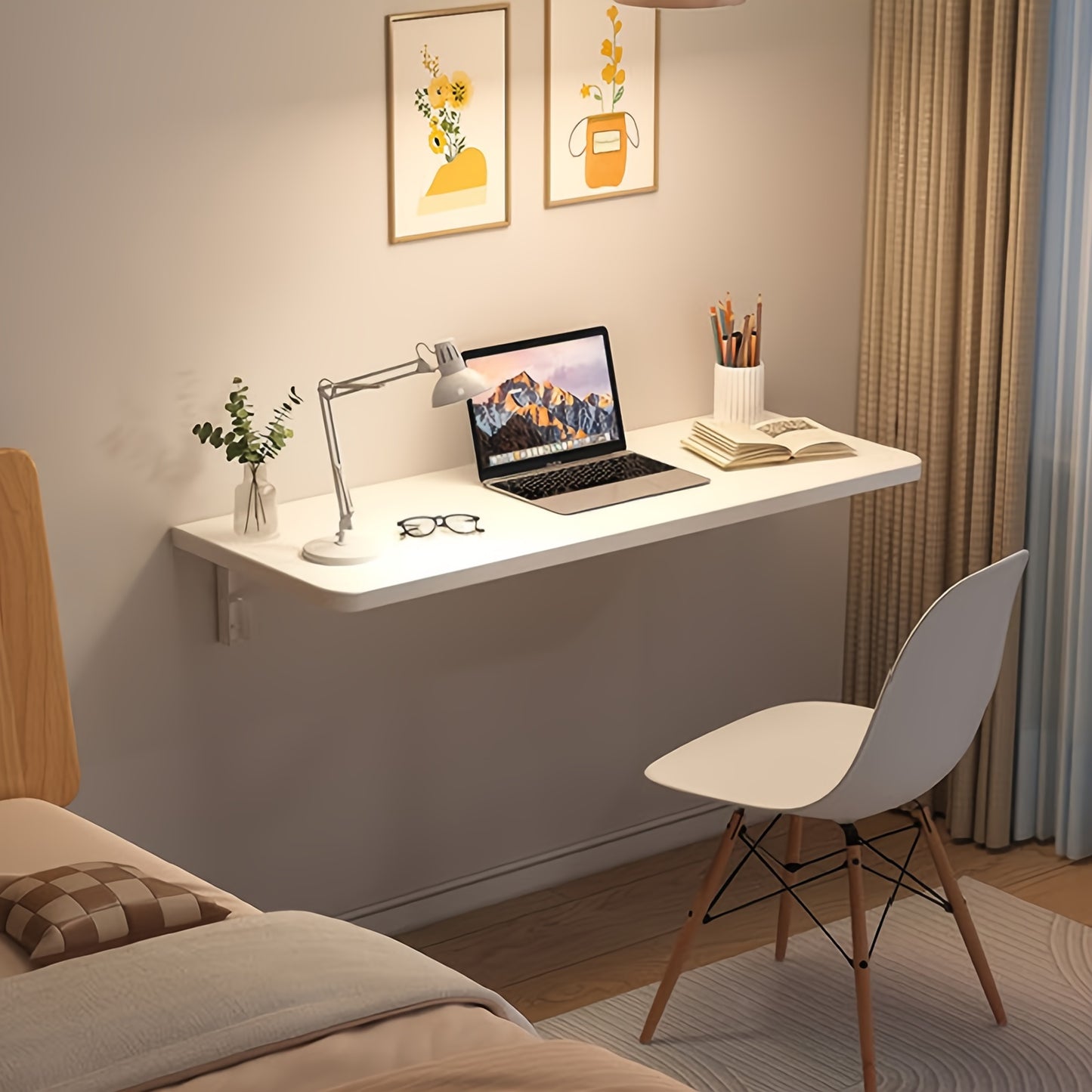 Klaptafel – Vouwtafel – Opklaptafel – Wandtafel – Muurtafel – Ruimtebesparend – MDF Wit 80x50 cm