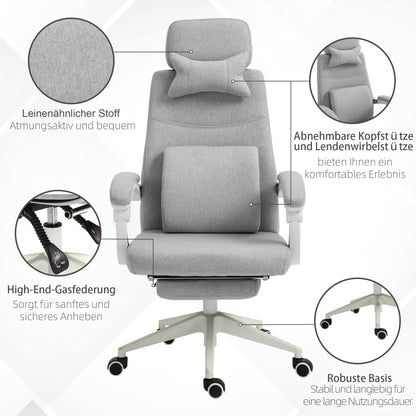 Gamingstoel – Gamestoel – Bureaustoel – Gaming Chair – Ergonomische Stoel – Verstelbare Zithoogte – Uittrekbare Voetensteun – Polyester & Foam – 62x68x117-127 cm