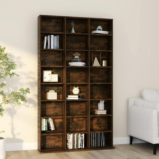Boekenplank – Boekenkast – Wandrek – Opbergkast – Vakkenkast – Geteerd Eikenhout – 102x23x177,5 cm – Vloermontage