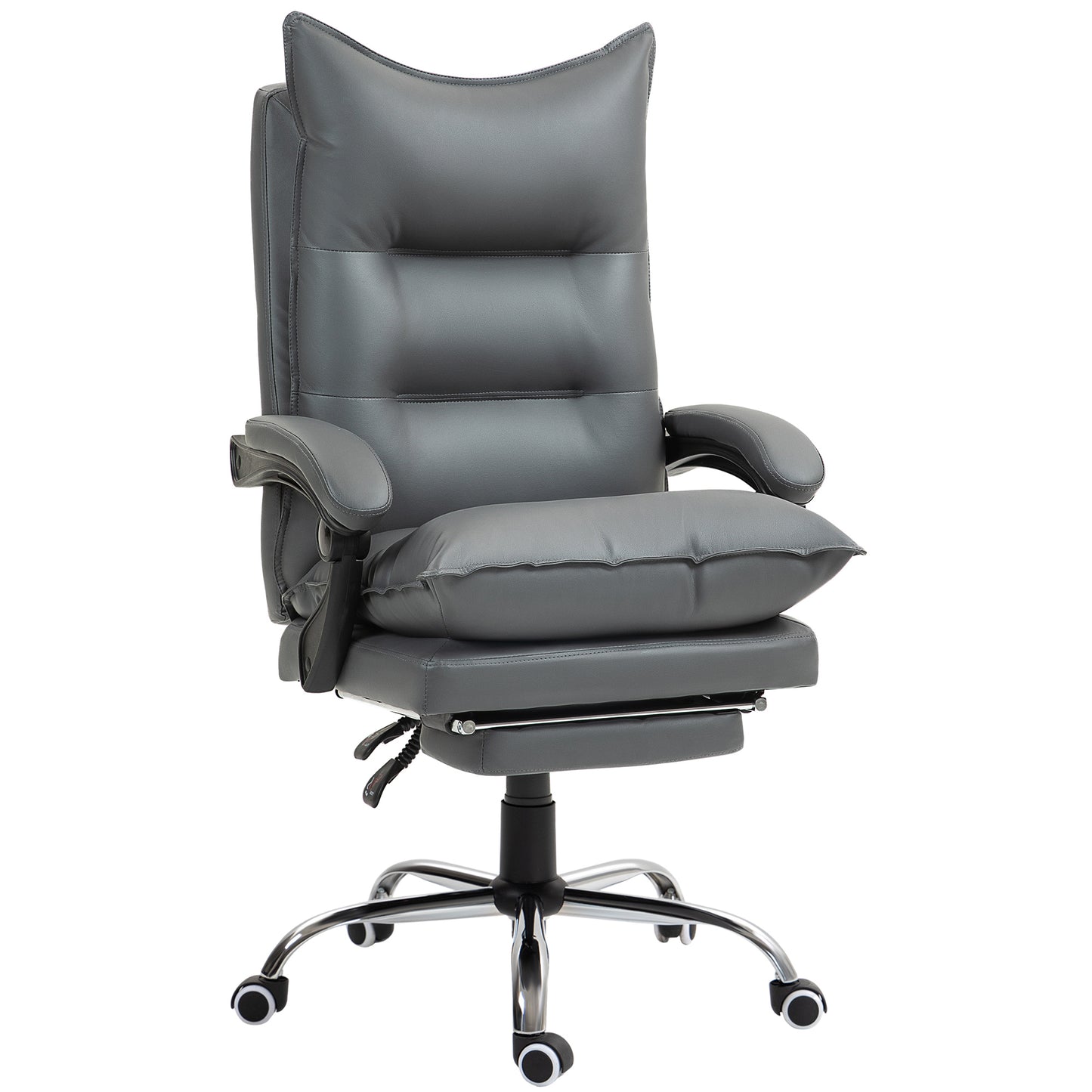 Ergonomische Bureaustoel – Bureaustoel – Werkstoel – Kantoorstoel – PC Stoel – Verstelbare Zithoogte 55-63 cm – Kunstleren Bekleding Donkergrijs