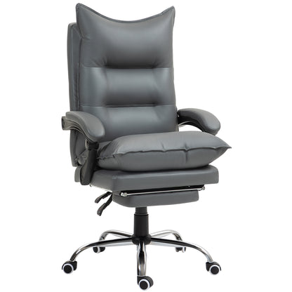 Ergonomische Bureaustoel – Bureaustoel – Werkstoel – Kantoorstoel – PC Stoel – Verstelbare Zithoogte 55-63 cm – Kunstleren Bekleding Donkergrijs