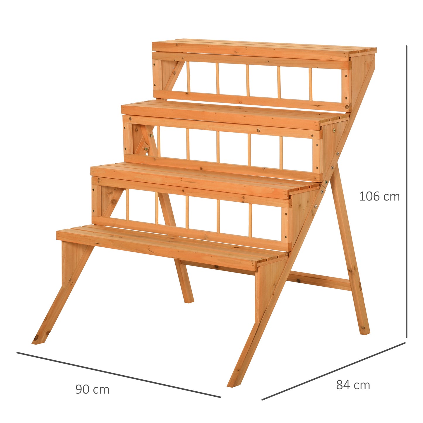 Plantenrek – Plantenstandaard – Bloemenrek – Plantentrap – Plantentafel – 4 Lagen – Voorbehandeld Grenenhout – Binnen & Buiten Geschikt