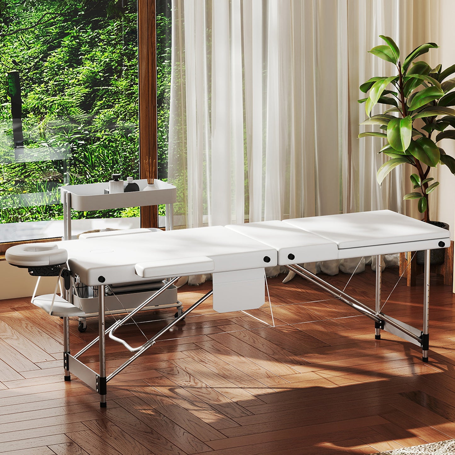 Massagetafel – Behandelbank – Massagebed – Behandelstoel – Massagebank – Verstelbaar 62-83 cm – Aluminium Frame Met 8,5 cm Comfortabele PVC Bekleding