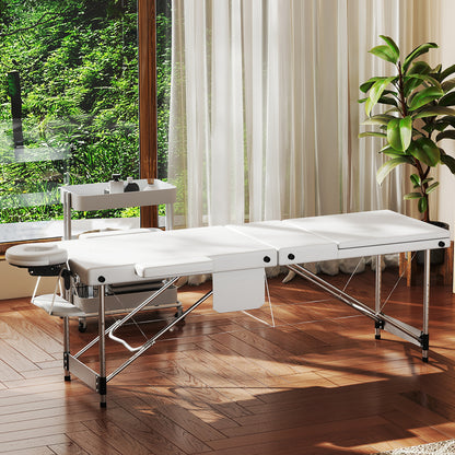 Massagetafel – Behandelbank – Massagebed – Behandelstoel – Massagebank – Verstelbaar 62-83 cm – Aluminium Frame Met 8,5 cm Comfortabele PVC Bekleding