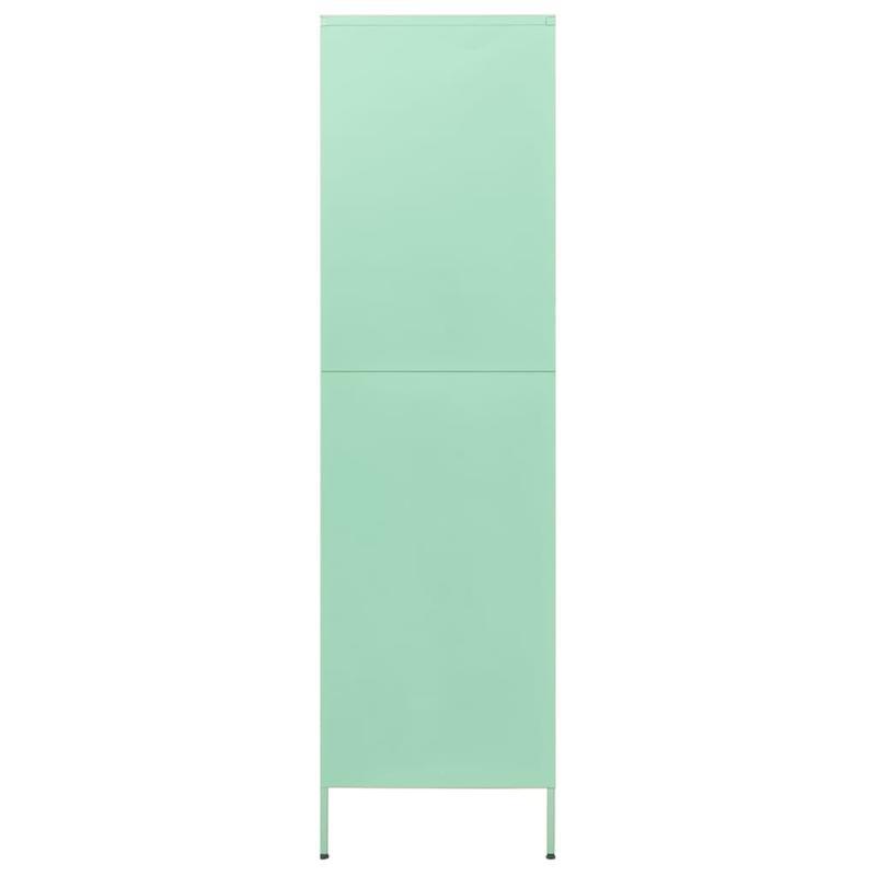 Mintgroene Stalen Kast – Opbergkast – Kledingkast – Bergkast – Vrijstaande Kast – Stevig Staal – Compact 98 cm Hoog