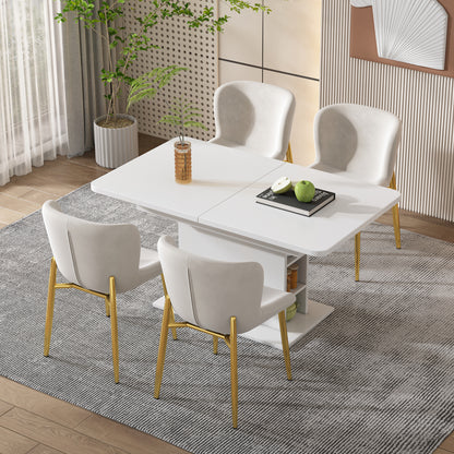Uitklaptafel – Klaptafel – Vouwtafel – Eettafel – Uitschuifbare Tafel – Modern Minimalistisch Design – Wit & Zwart – Ruimtebesparend Met Opbergruimte – Stevig Metalen Onderstel