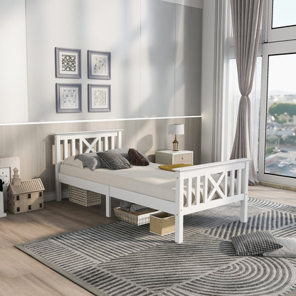 Bed frame, single bed, bed consisting of bed frame and slatted bed frame with headboard - 90 x 200cm, adult bed, white