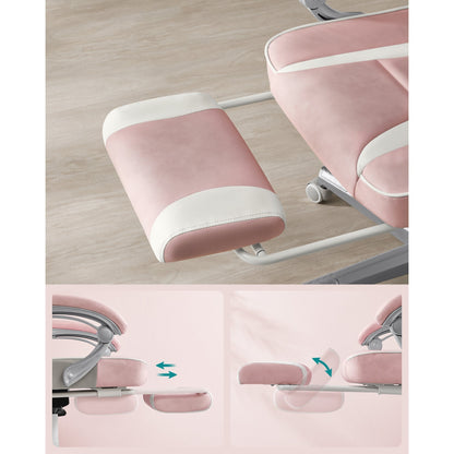 Gamingstoel – Gamestoel – Bureaustoel – Game Chair – Verstelbare Voetensteun – Ergonomisch Met Lendensteun – Maximale Draagkracht 150 kg – Pastelroze & Crèmewit