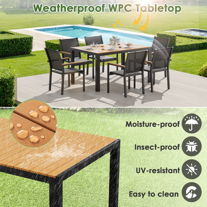 Tuintafel – Buiten tafel – Terrastafel – Patio tafel – WPC tafel – 140x90 cm – Weerbestendig aluminium frame – Geschikt voor 6 personen