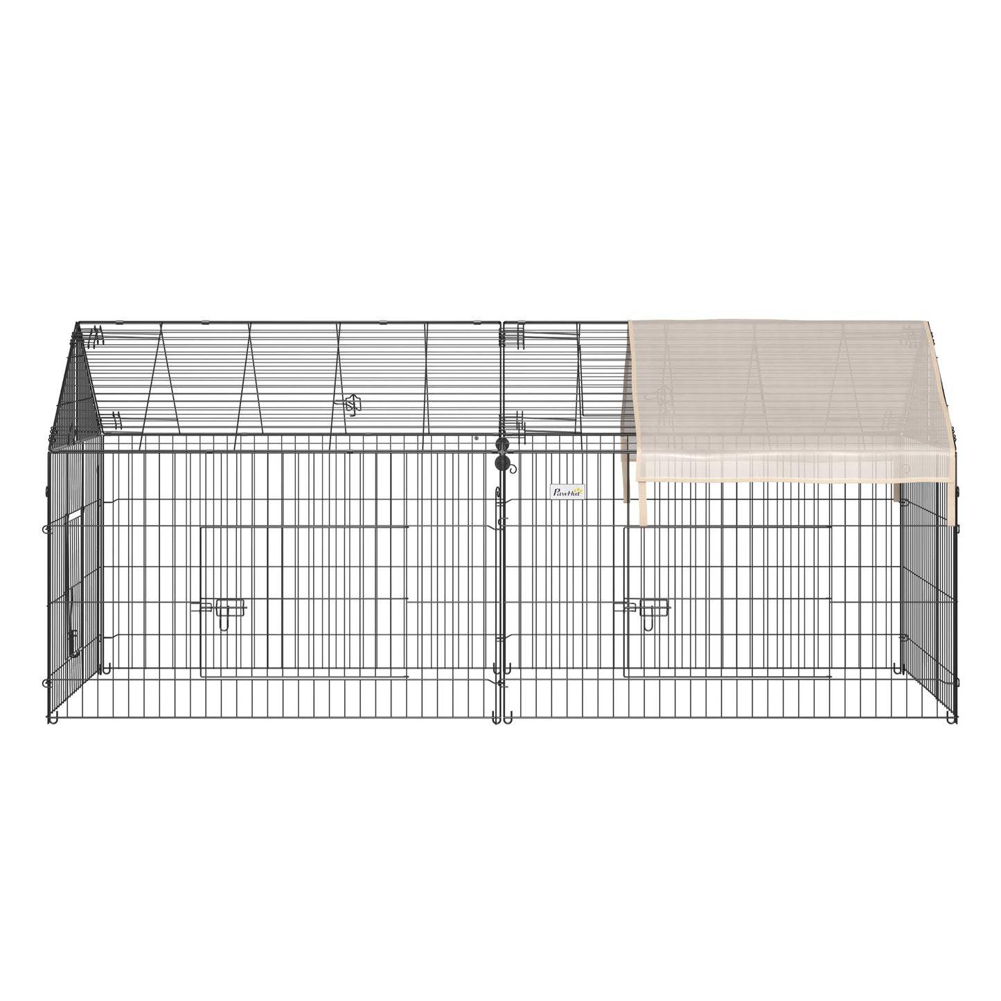 Dierenren Konijnenren Buitenren Kippenren Kattenren – Zwart/Beige – Gegalvaniseerd Metaal – 220x103x103 cm – Inklapbaar – Weerbestendig
