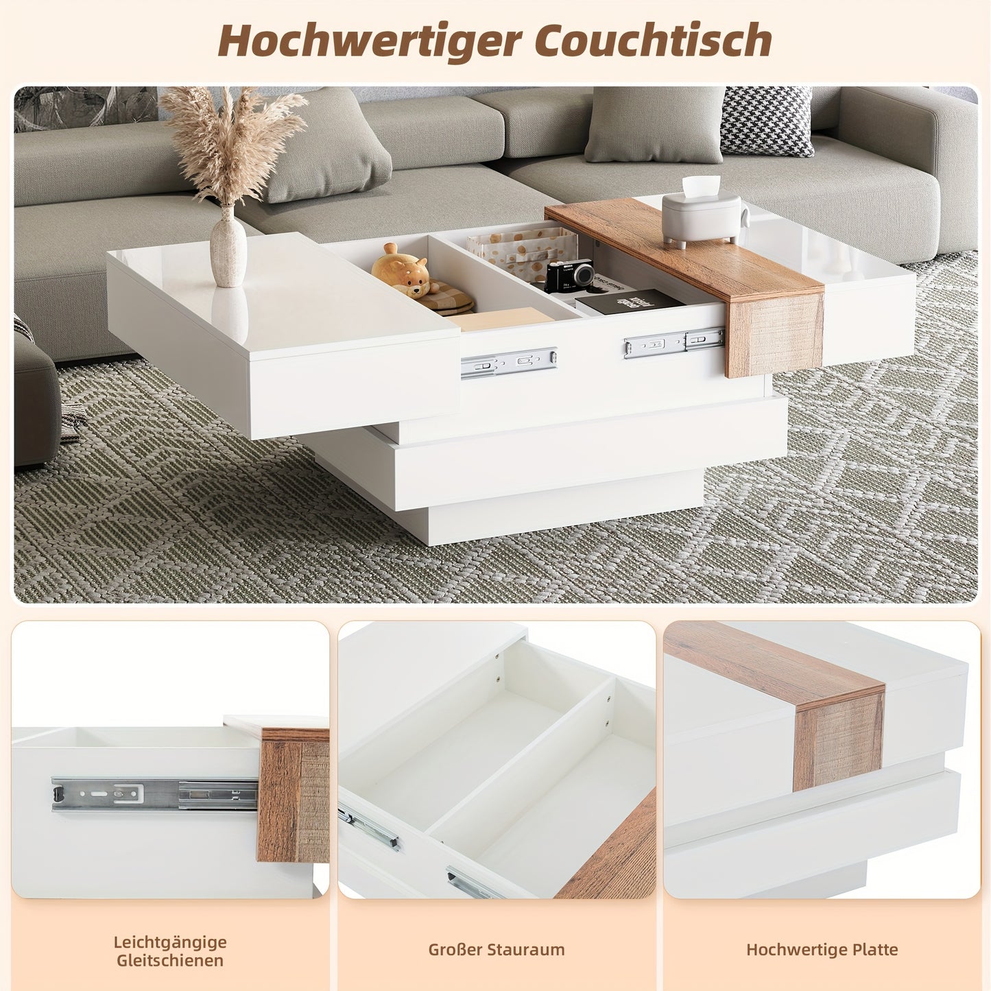 Opbergbank – Opbergbank – Zitbank – Opbergmeubel – Bank Met Opbergruimte – Beige Chenille Bekleding – Ruime Verborgen Opbergruimte